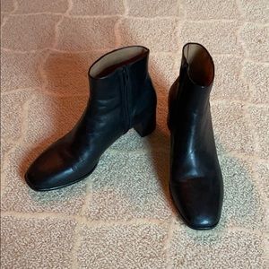 Black leather booties
